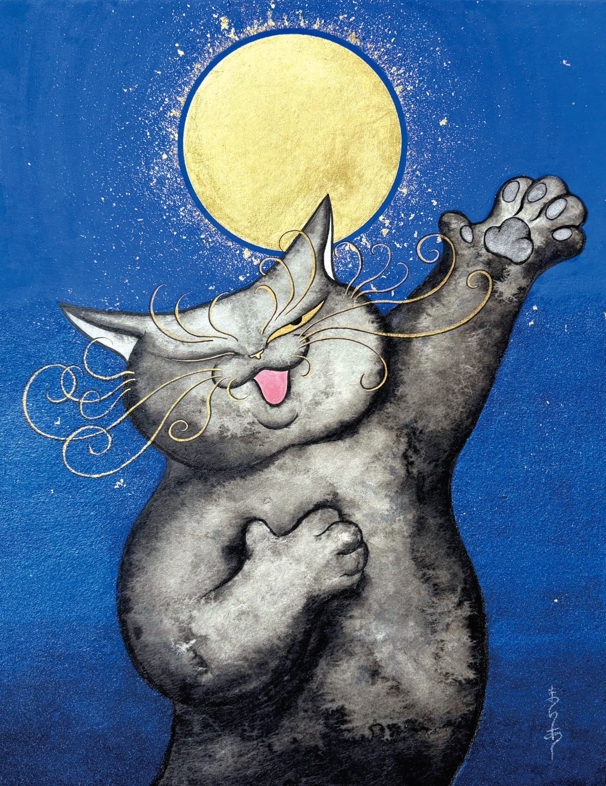 【原画一点物】「肉球戦隊モフレンジャー」猫の絵 絵画 絵 動物画 ポップアート 猫・ネコ・CAT 〜肉球とモフモフと – 月刊美術プラス