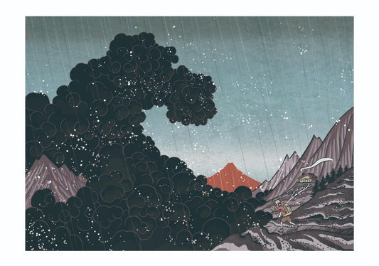 北ア稜線雷雲下